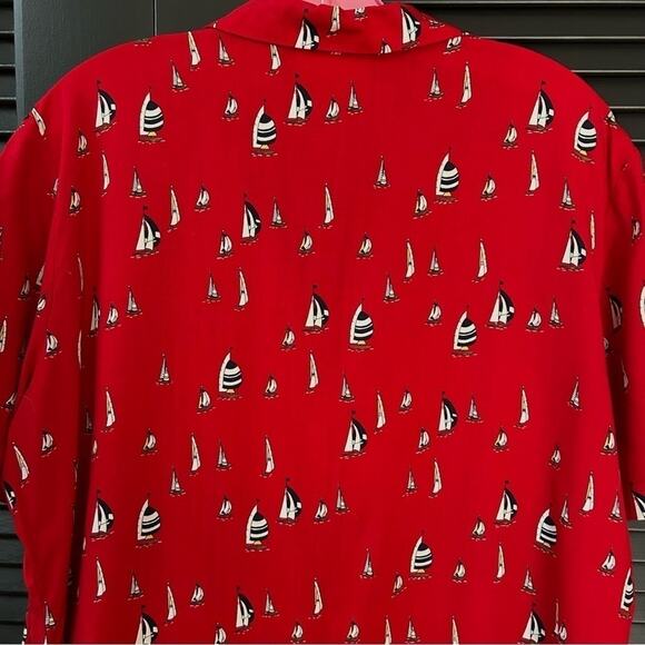 Liz Claiborne Collection Novelty Sailboat Red Top Gold Nautical Buttons, Size 16 - Picture 11 of 13